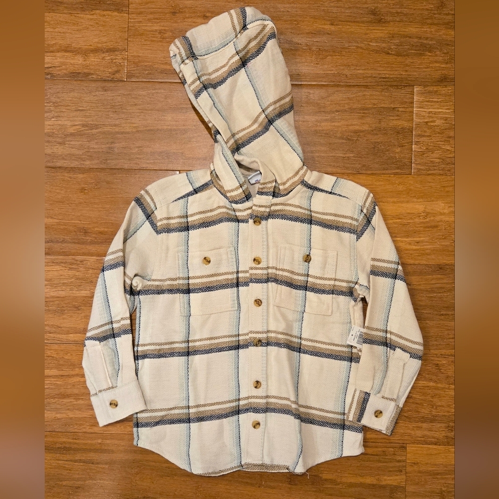 Old Navy Toddler Button Down Long Sleeve Hooded Shirt